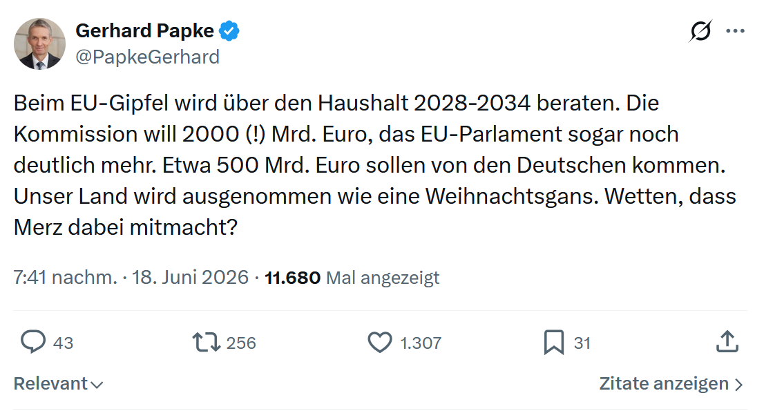 Gerhard Papke: Beim EU-Gipfel wird über den...