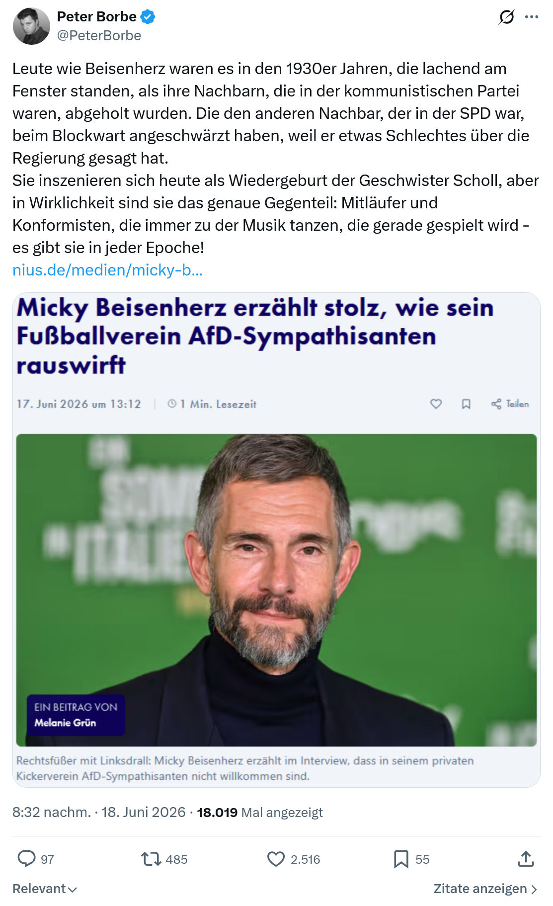 Peter Borbe: Leute wie Beisenherz waren es in...