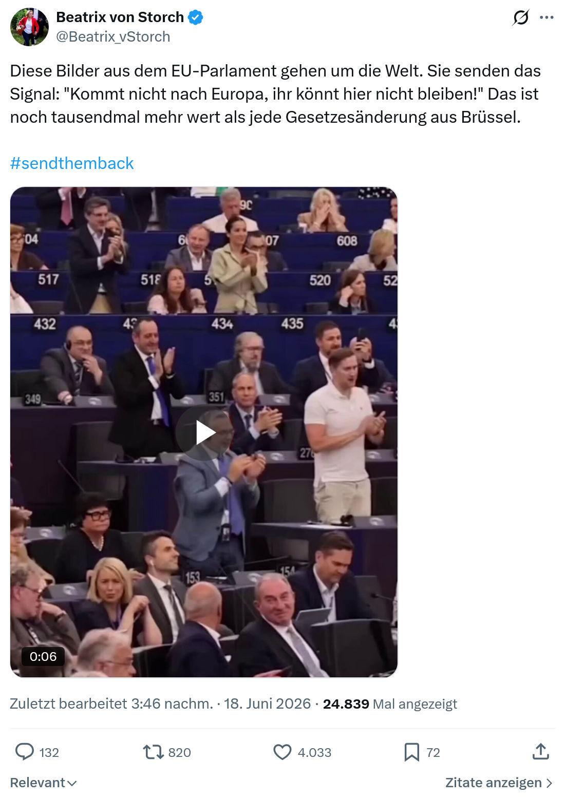Beatrix von Storch: Diese Bilder aus dem EU-Parlament...