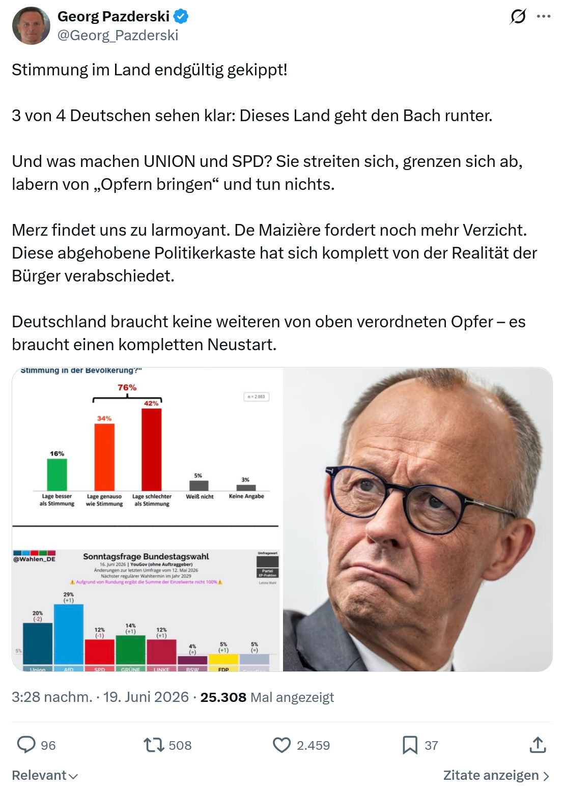 Georg Pazderski: Stimmung im Land endgültig gekippt...