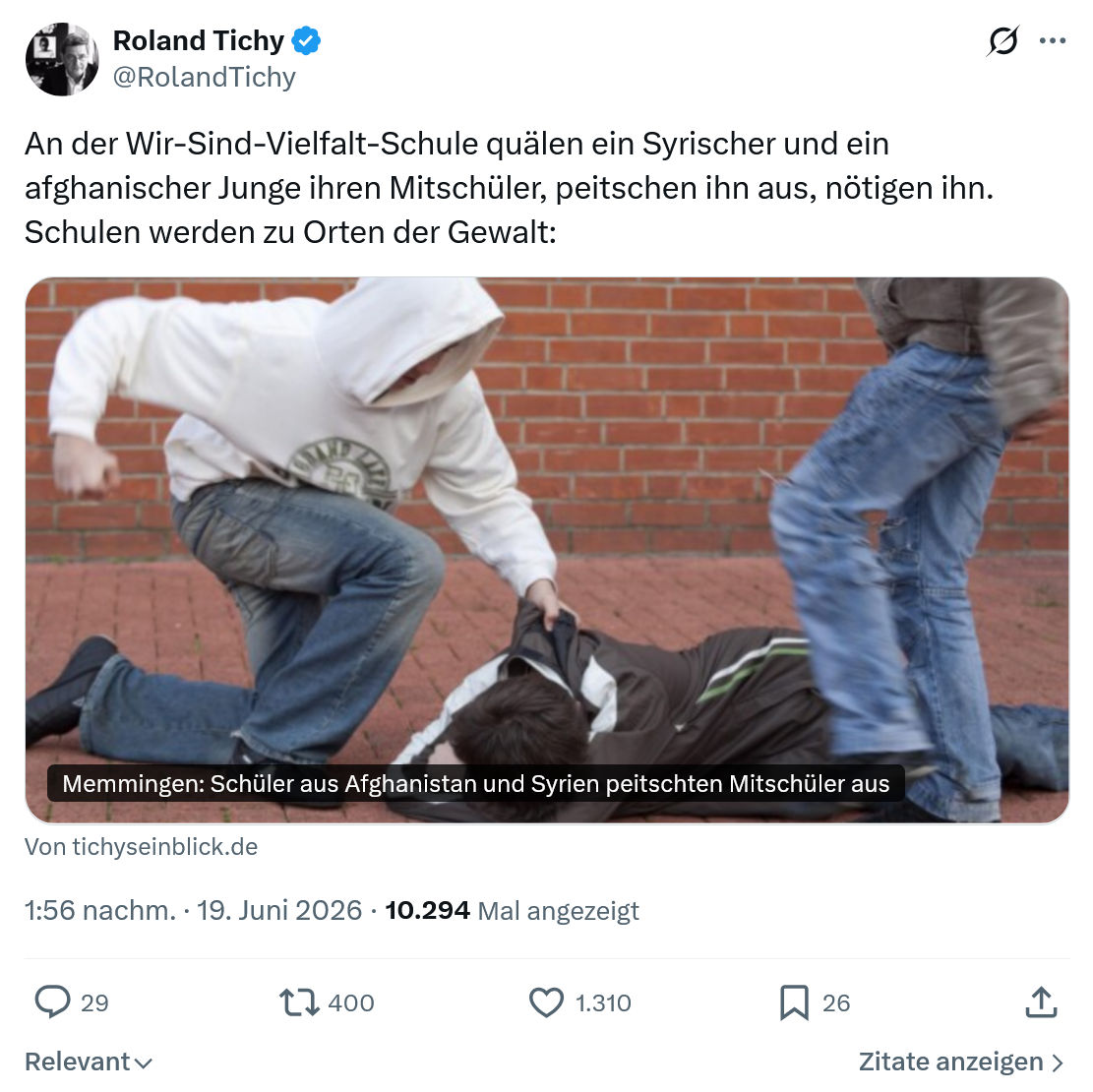 Roland Tichy: An der Wir-Sind-Vielfalt-Schule...