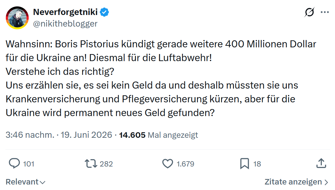 Neverforgetniki: Wahnsinn: Boris Pistorius kündigt gerade...