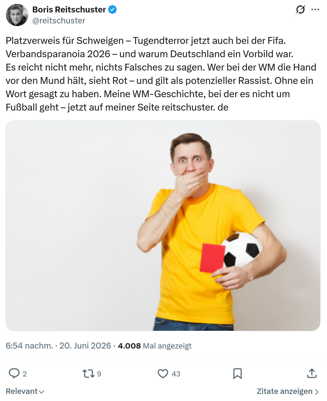 Boris Reitschuster: Platzverweis für Schweigen – Tugendterror jetzt...