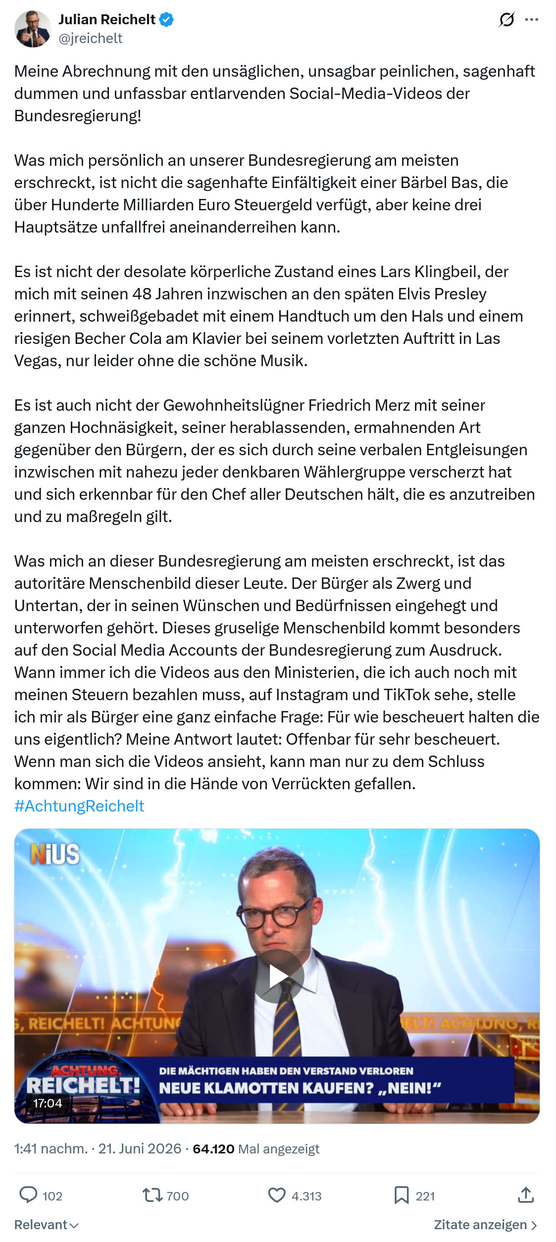 Julian Reichelt: Meine Abrechnung mit den unsäglichen...