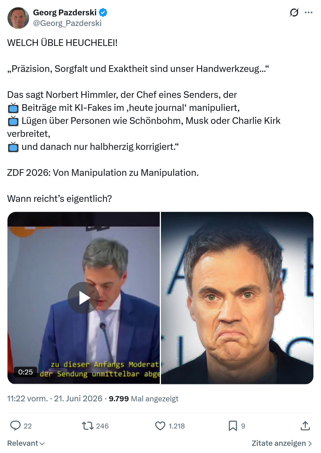Georg Pazderski: WELCH ÜBLE HEUCHELEI!  „Präzision, Sorgfalt...
