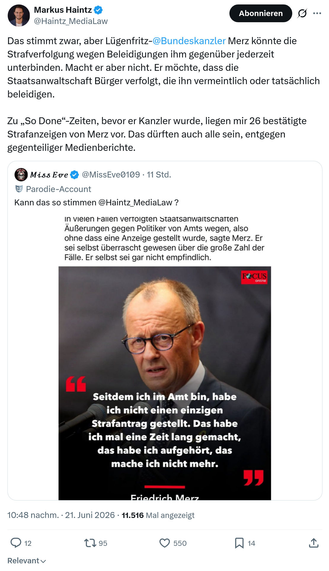 Markus Haintz: Das stimmt zwar, aber Lügenfritz-@Bundeskanzler...