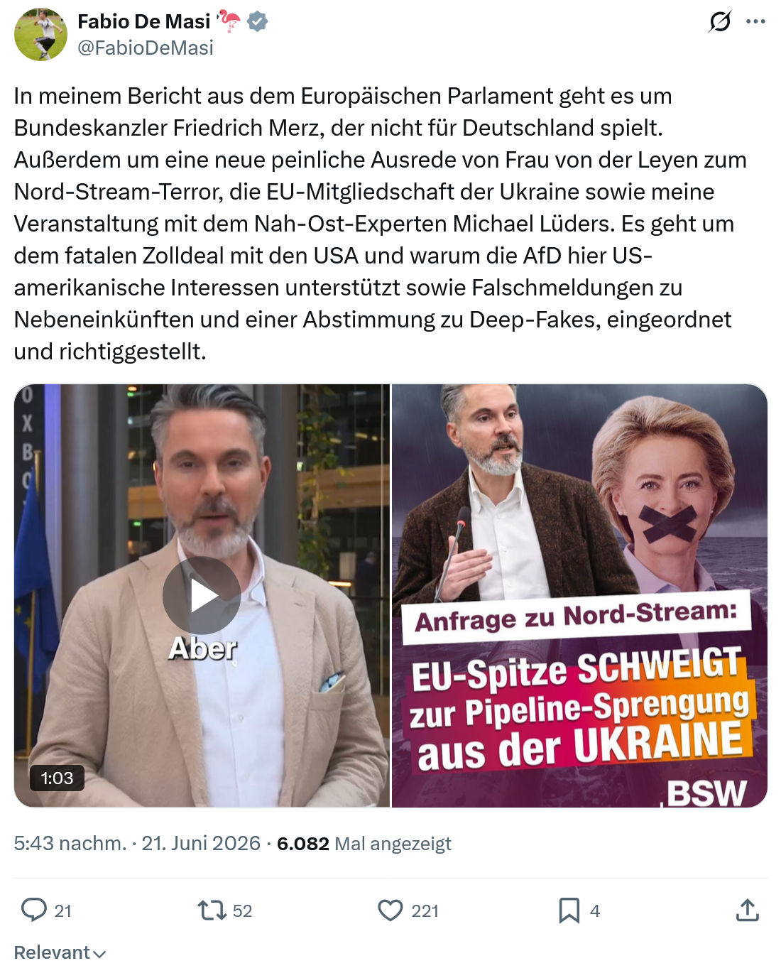 Fabio De Masi: In meinem Bericht aus dem...