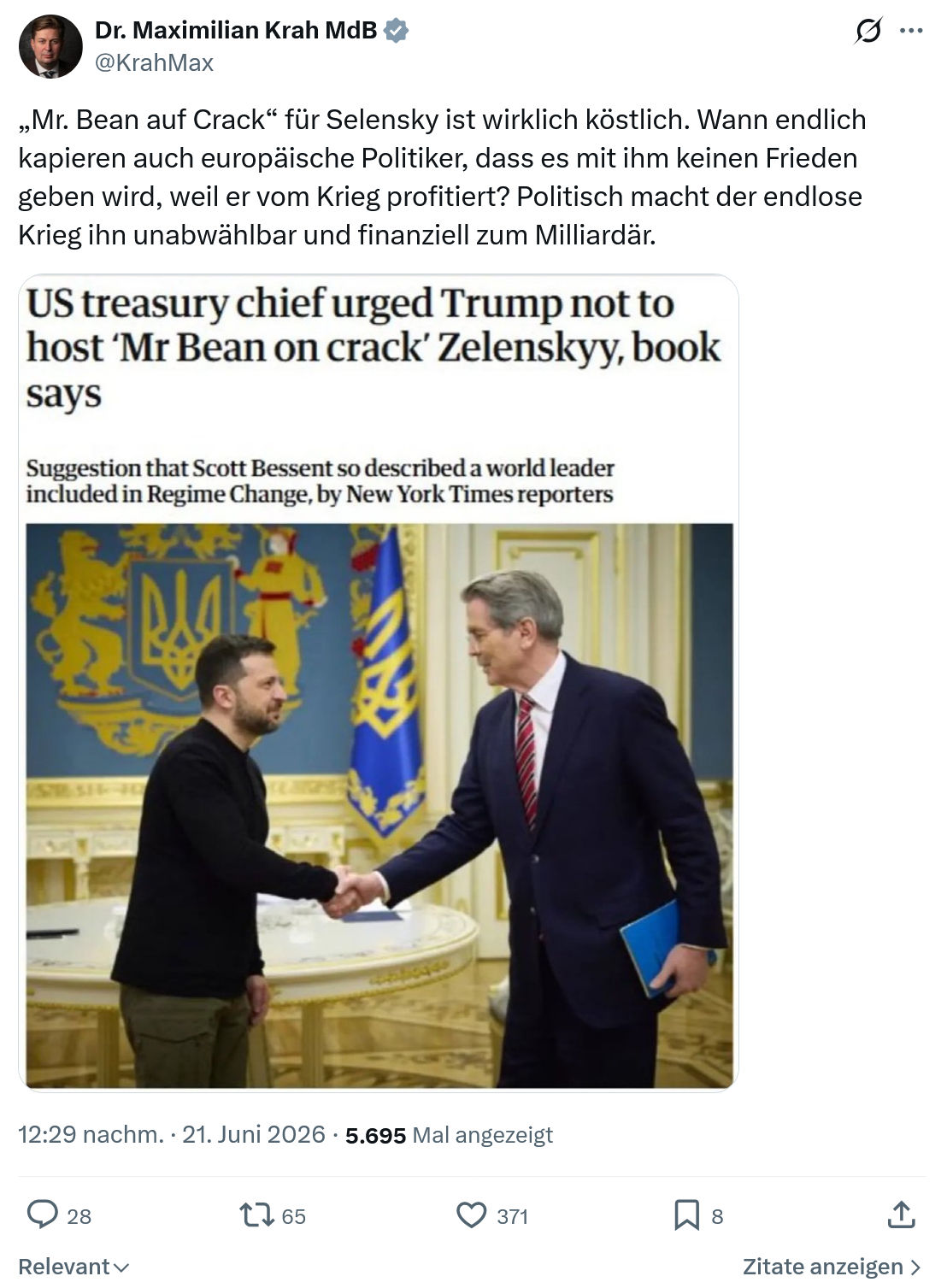 Maximilian Krah: Mr. Bean auf Crack“ für Selensky...