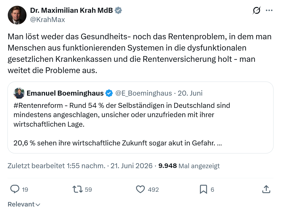 Maximilian Krah: Man löst weder das Gesundheits- noch...