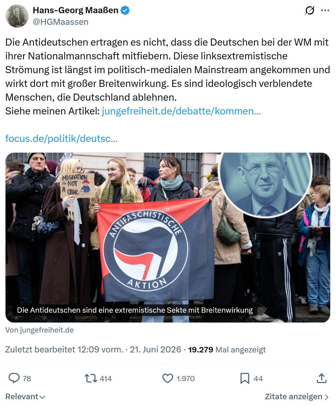 Hans-Georg Maaßen: Die Antideutschen ertragen es nicht...