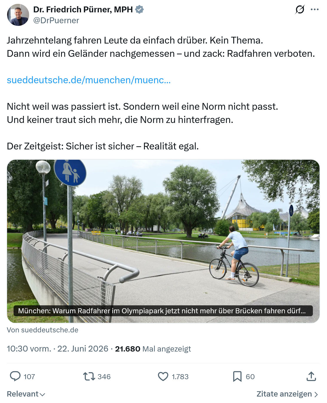 Friedrich Pürner: Jahrzehntelang fahren Leute da einfach...