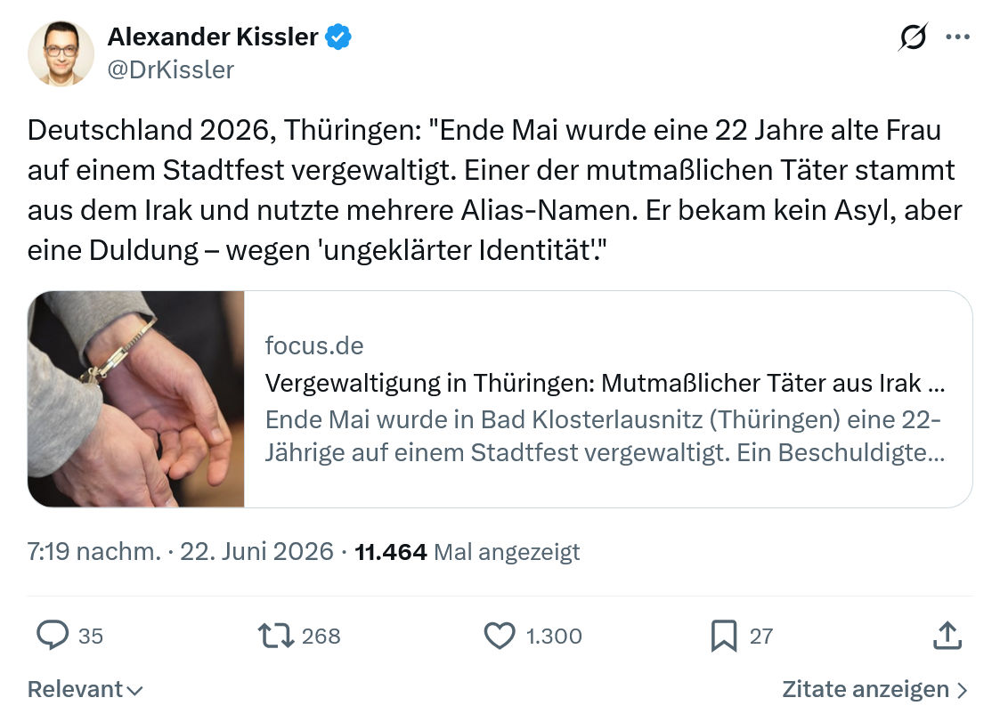 Alexander Kissler: Deutschland 2026, Thüringen: Ende Mai...