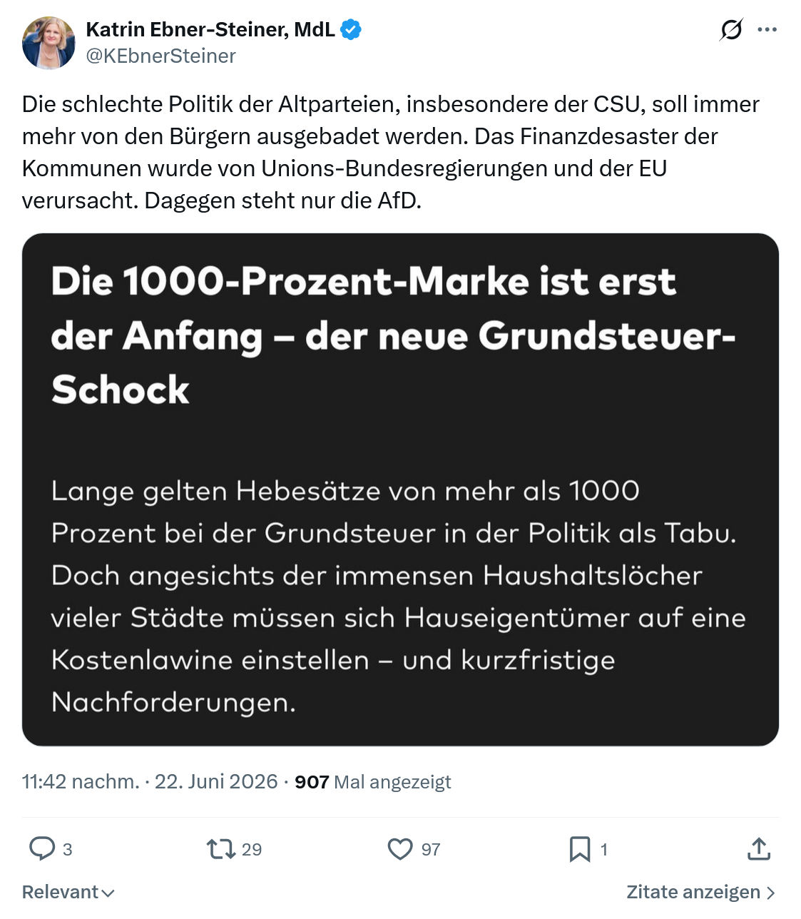 Katrin Ebner-Steiner: Die schlechte Politik der Altparteien...