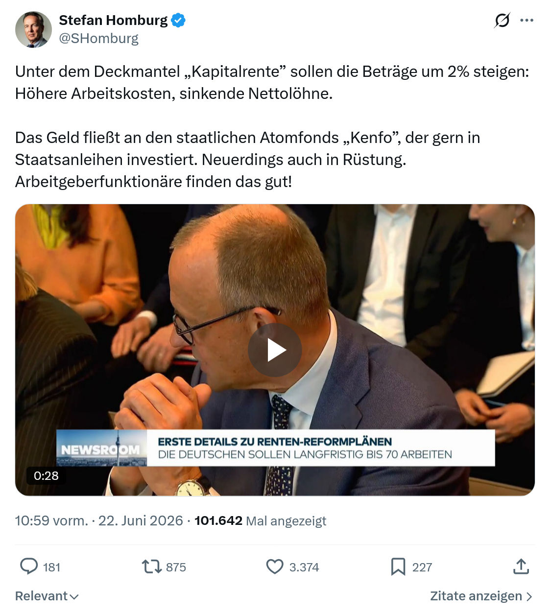 Stefan Homburg: Unter dem Deckmantel „Kapitalrente” sollen...