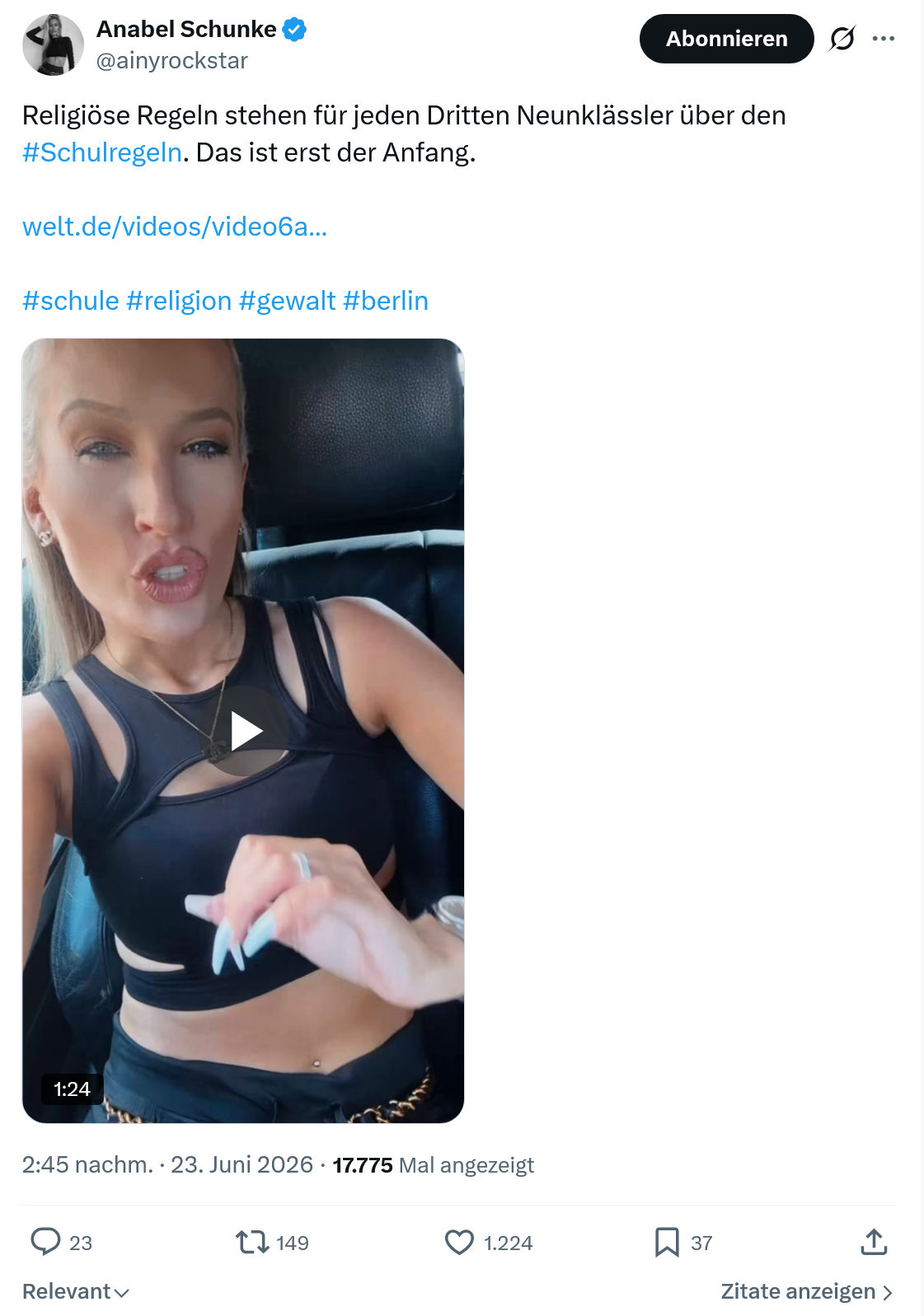 Anabel Schunke: Religiöse Regeln stehen für jeden Dritten...
