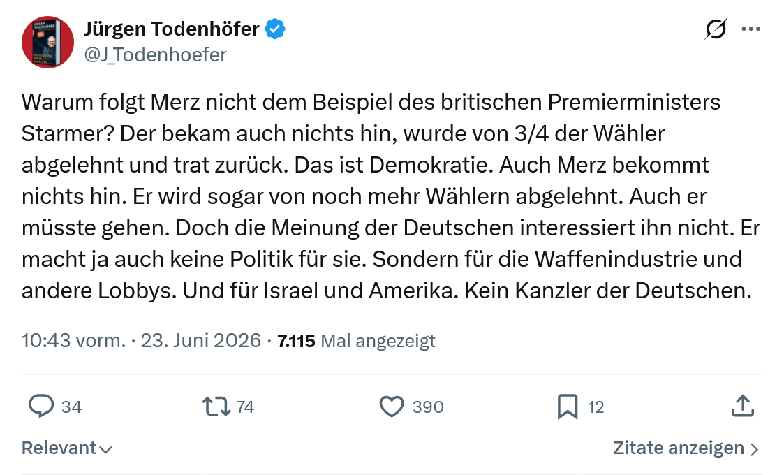 Jürgen Todenhöfer: Warum folgt Merz nicht dem...