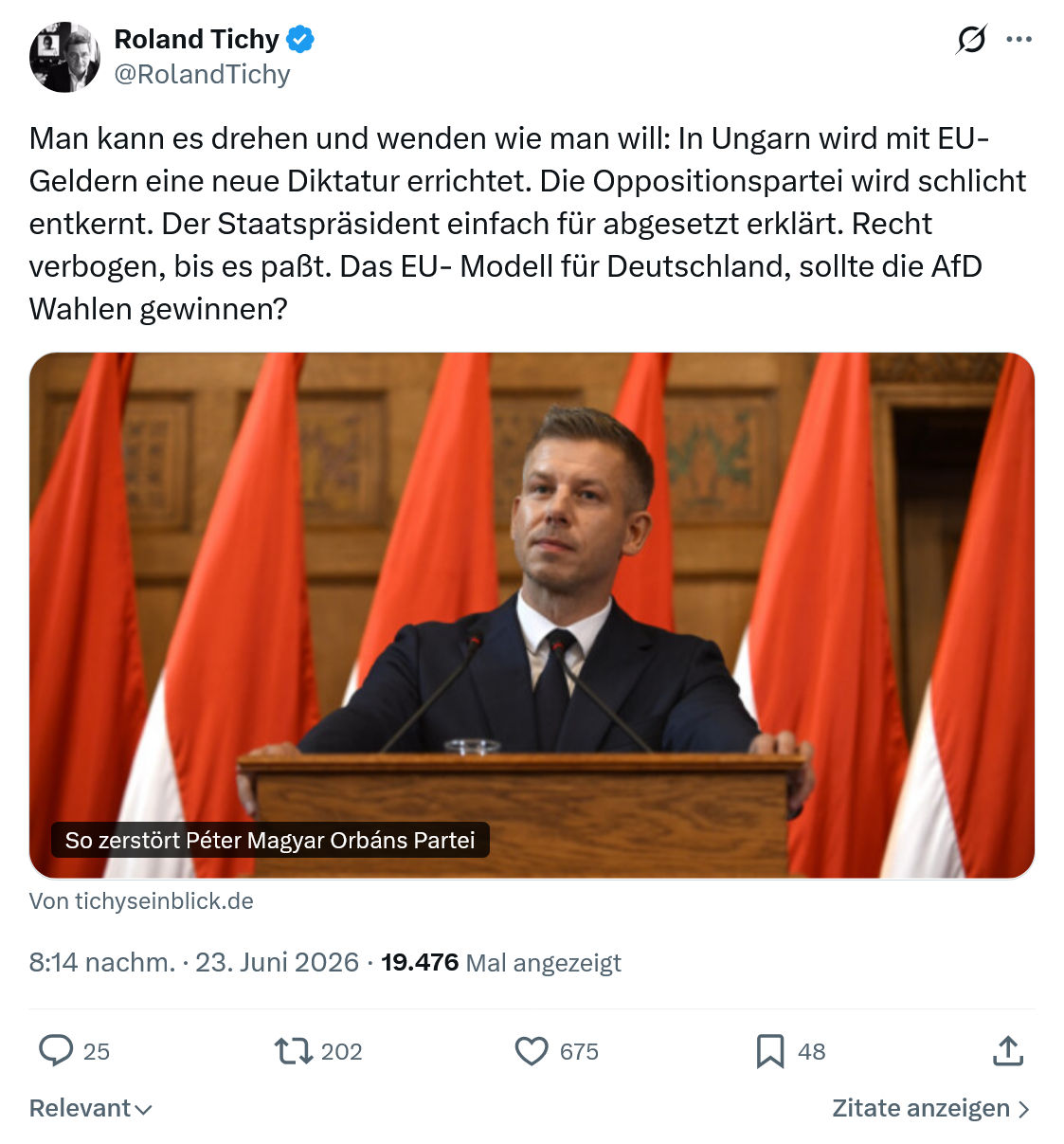 Roland Tichy: Man kann es drehen und wenden...