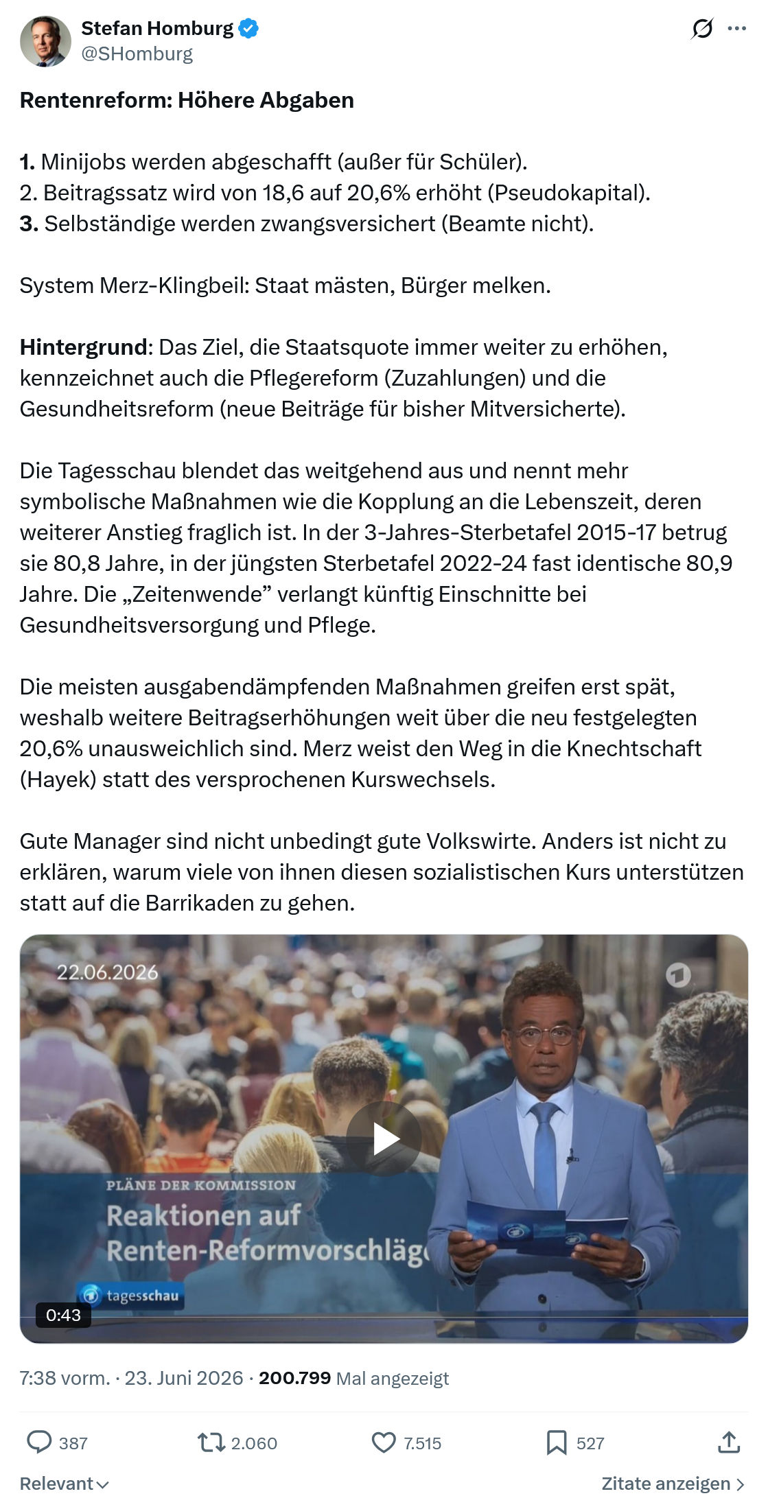 Stefan Homburg: Rentenreform: Höhere Abgaben  1. Minijobs werden ...