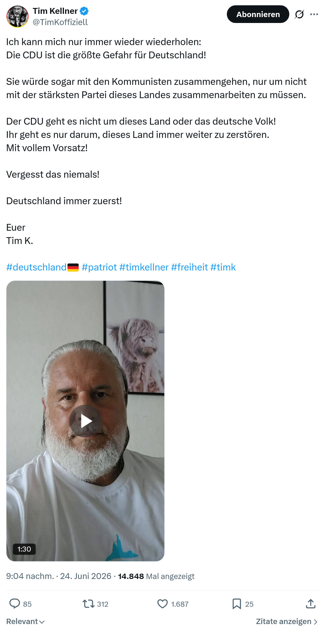 Tim Kellner: Ich kann mich nur immer...