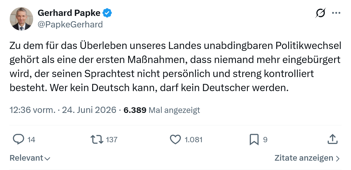 Gerhard Papke: Zu dem für das Überleben unseres...