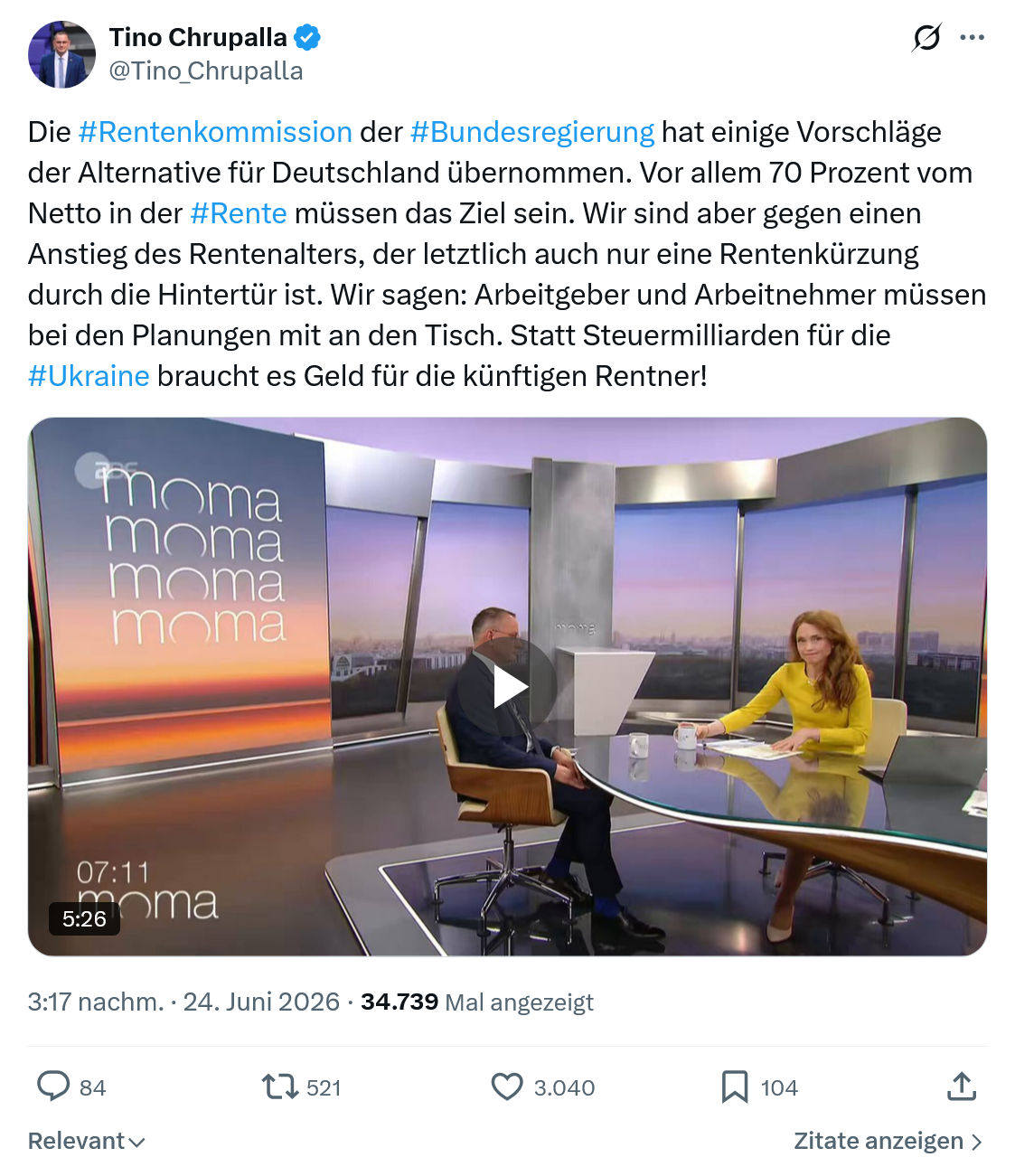Tino Chrupalla: Die #Rentenkommission der #Bundesregierung...
