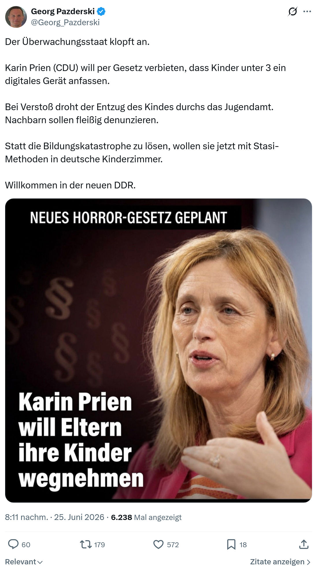 Georg Pazderski: Der Überwachungsstaat klopft an.  Karin Prien ...
