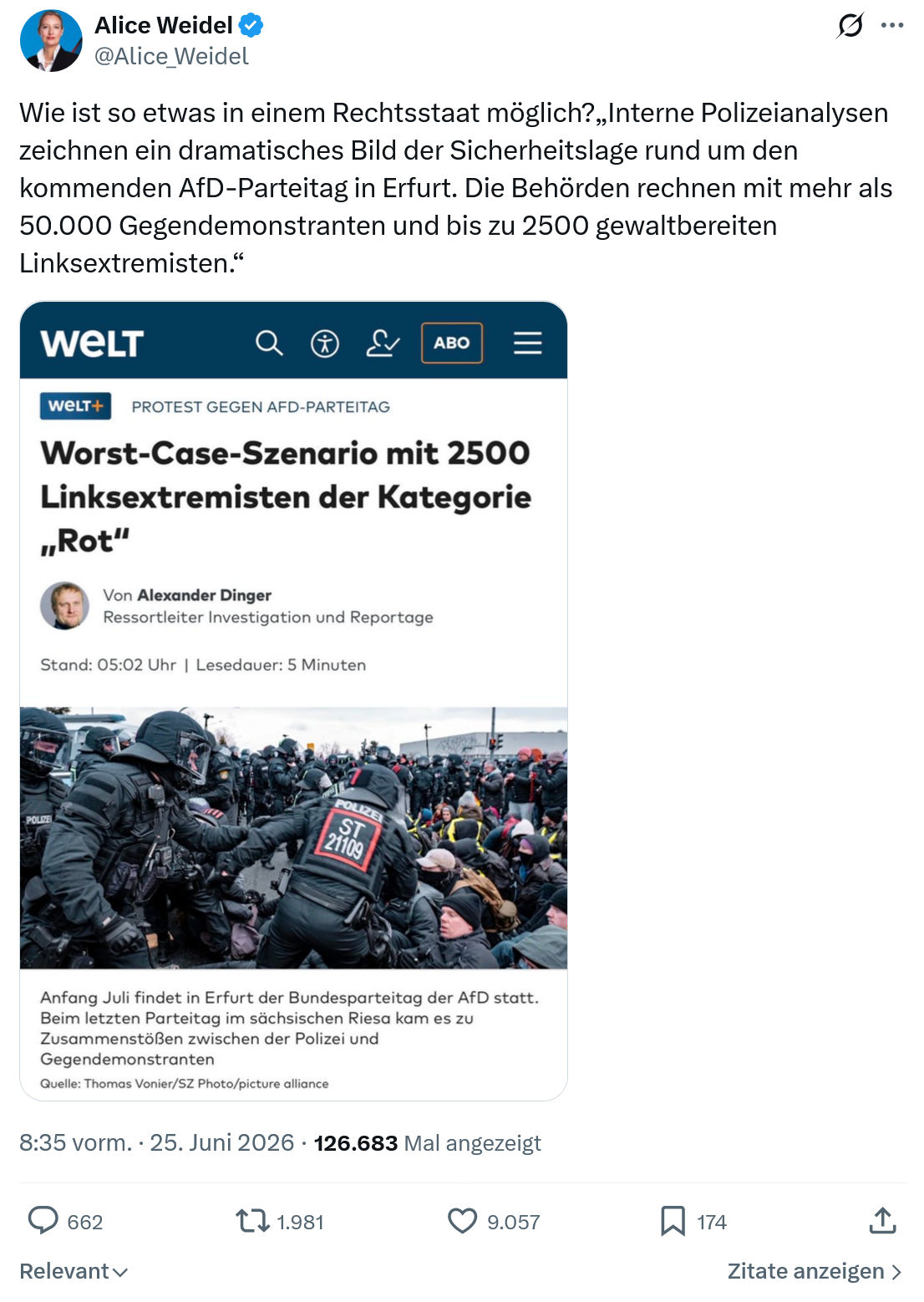 Alice Weidel: Wie ist so etwas in einem Rechtsstaat...