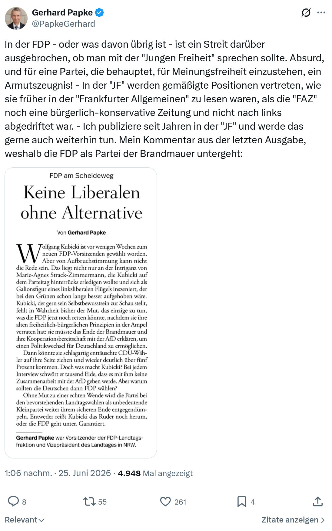 Gerhard Papke: In der FDP - oder was davon übrig...