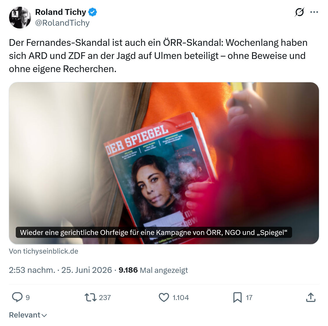Roland Tichy: Der Fernandes-Skandal ist auch ein...