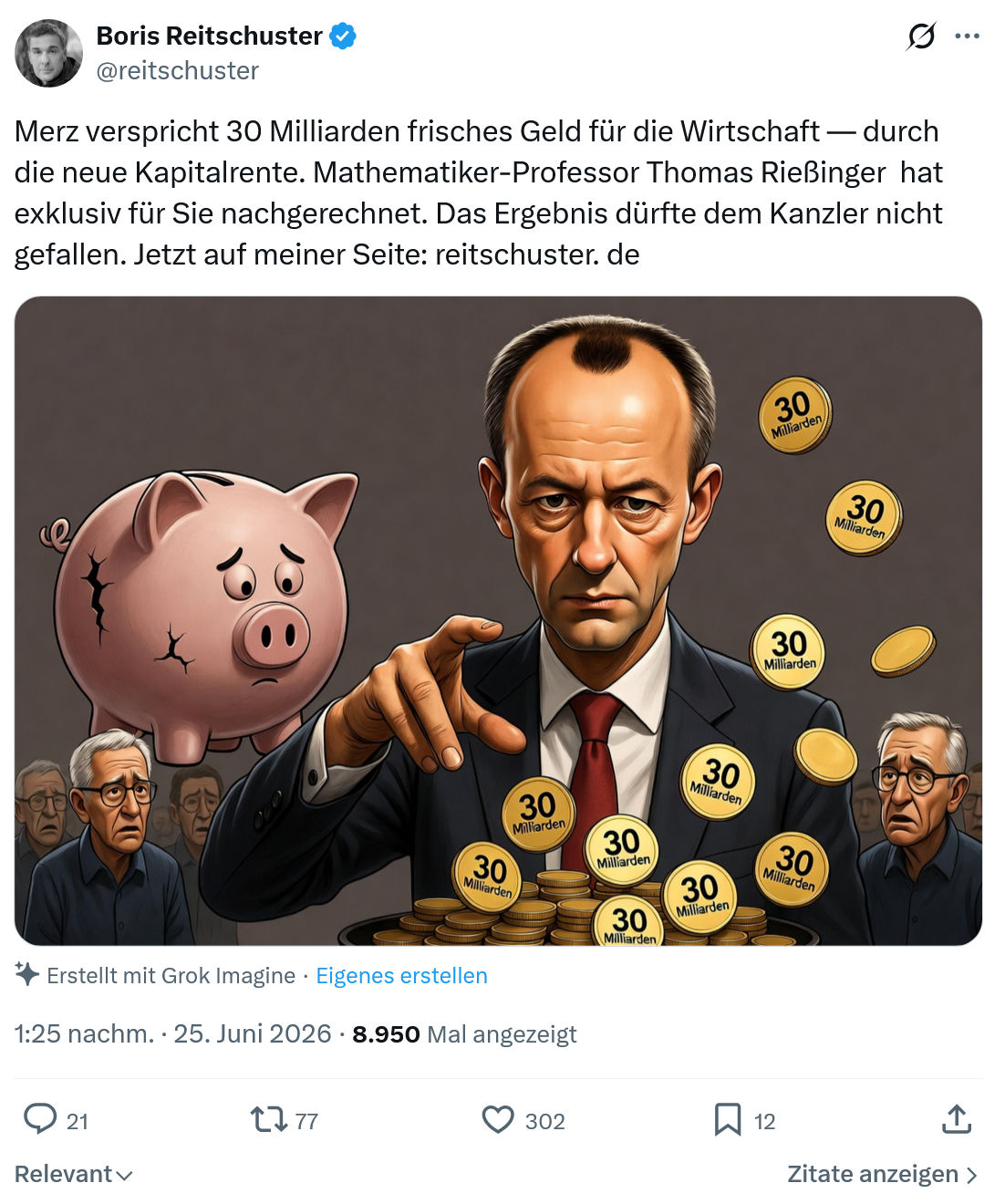 Boris Reitschuster: Merz verspricht 30 Milliarden frisches...