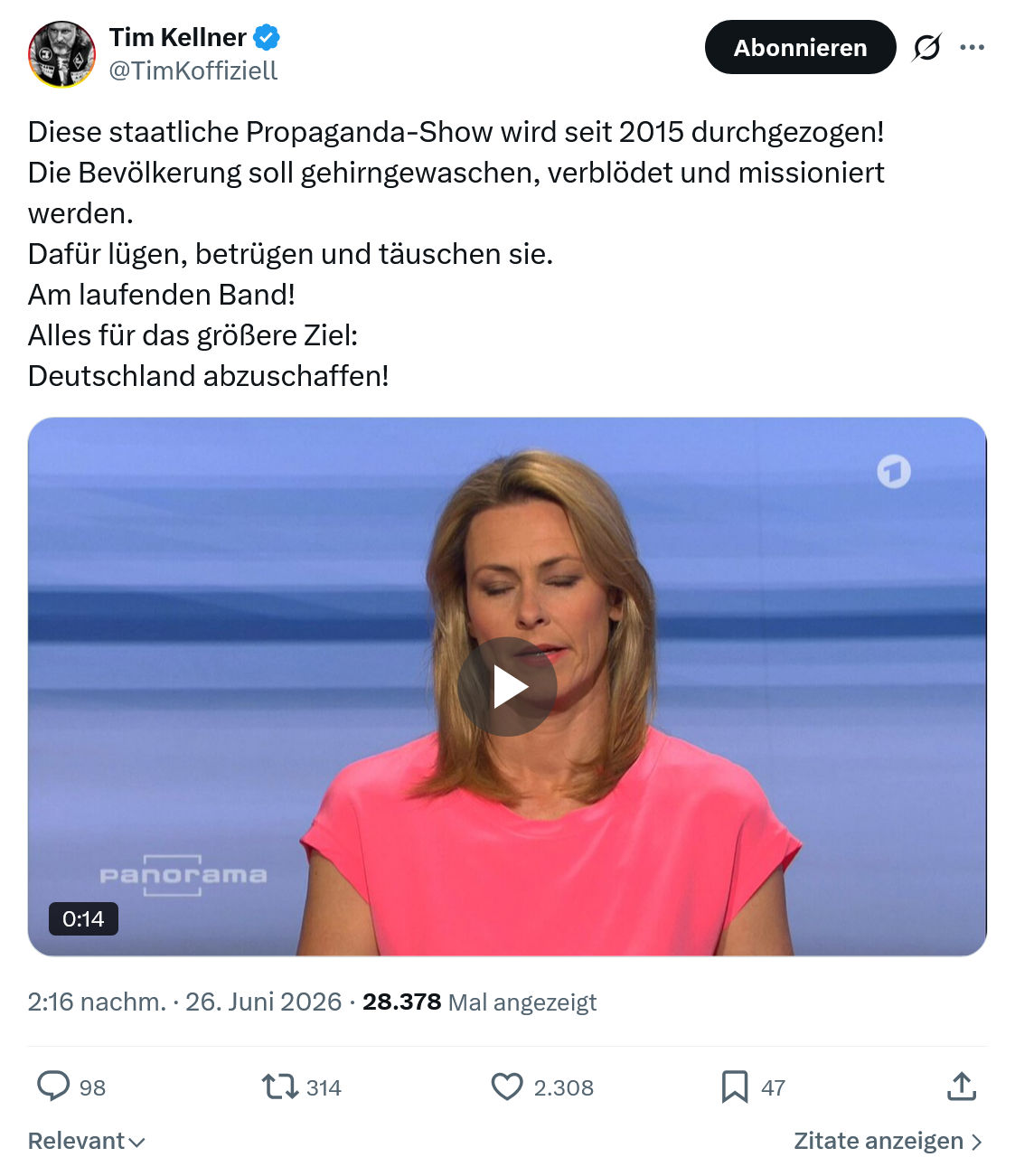 Tim Kellner: Diese staatliche Propaganda...