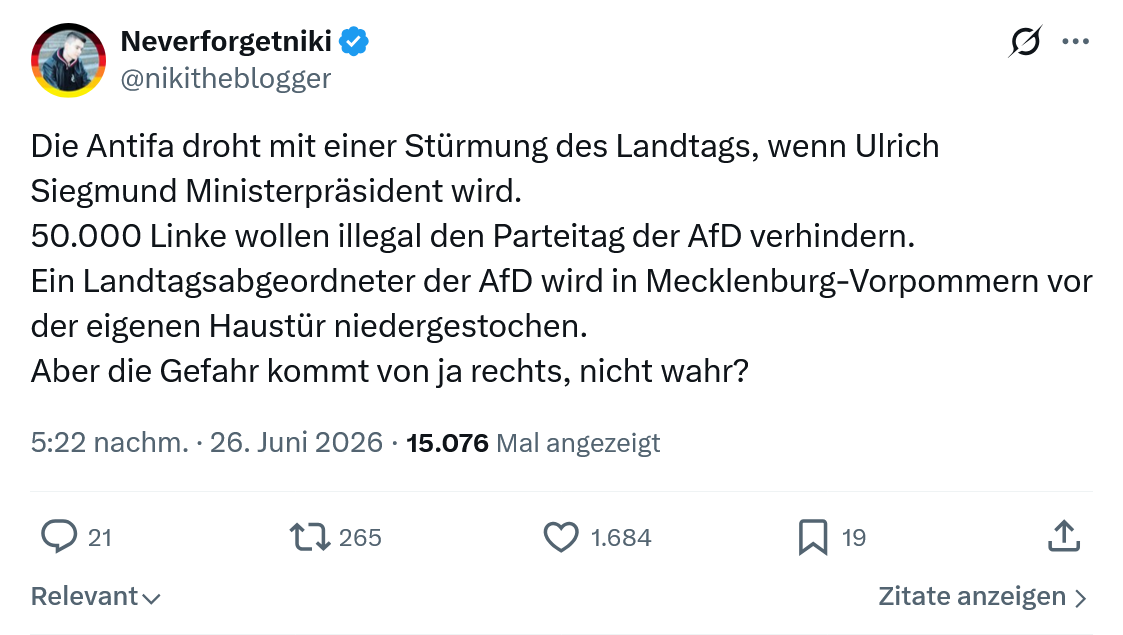 Neverforgetniki: Die Antifa droht mit einer Stürmung...