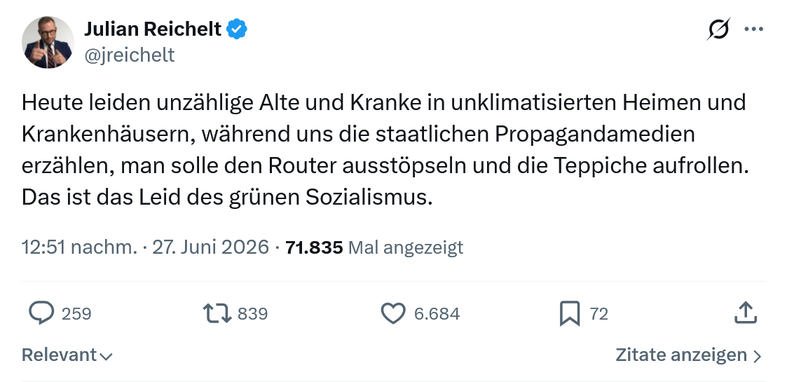 Julian Reichelt: Heute leiden unzählige Alte und...