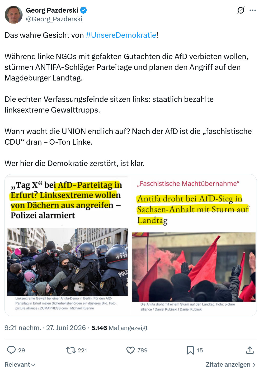 Georg Pazderski: Das wahre Gesicht von #UnsereDemokratie...