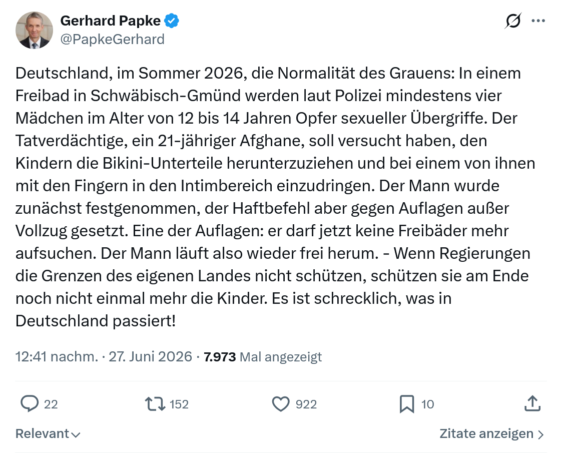Gerhard Papke: Deutschland, im Sommer 2026, die Normalität...