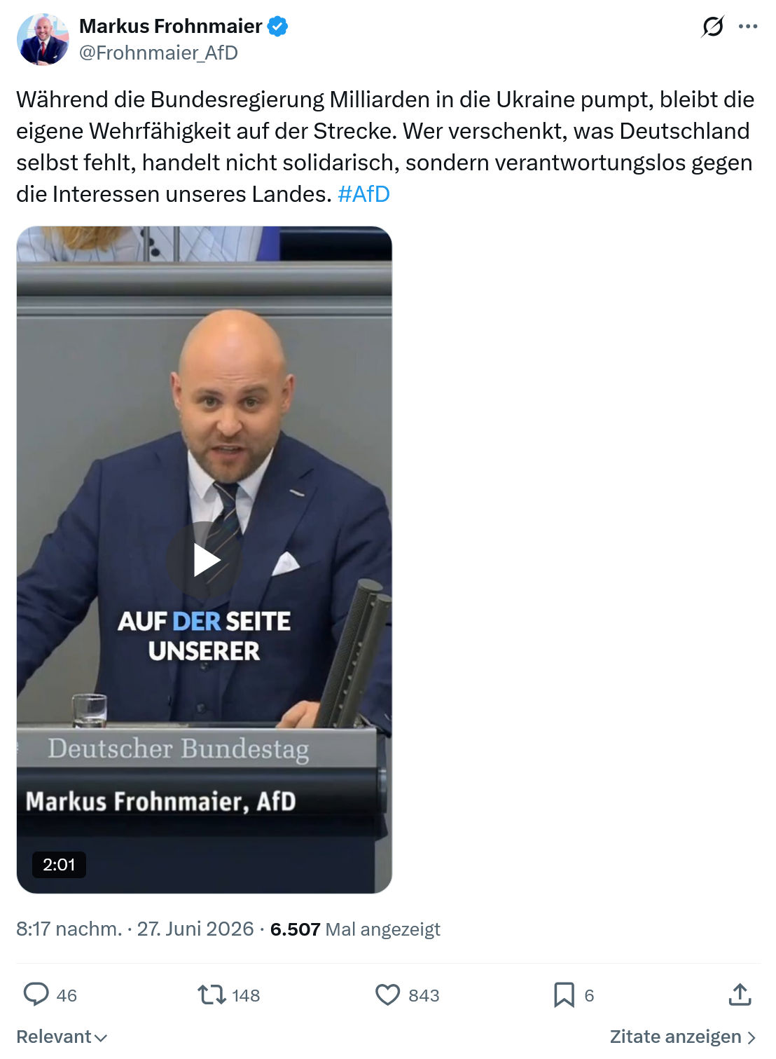 Markus Frohnmaier: Während die Bundesregierung Milliarden...
