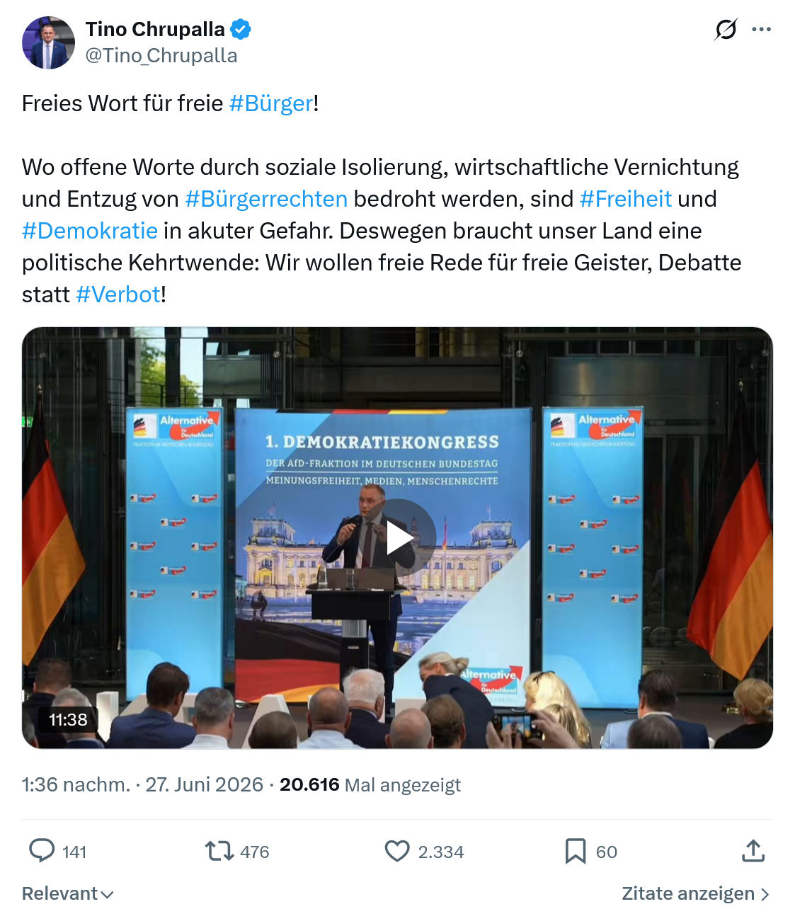 Tino Chrupalla: Freies Wort für freie #Bürger...