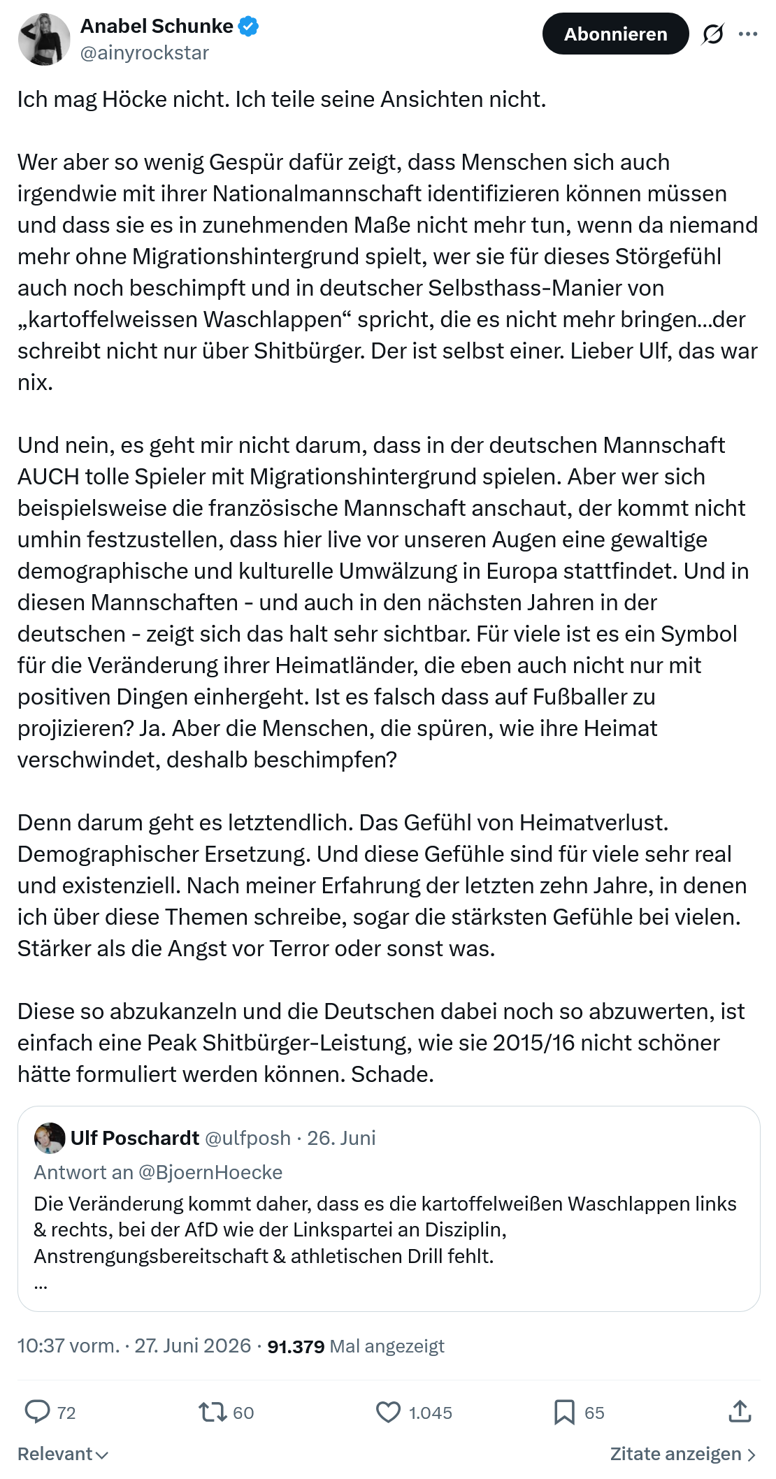 Anabel Schunke: Ich mag Höcke nicht. Ich teile seine...