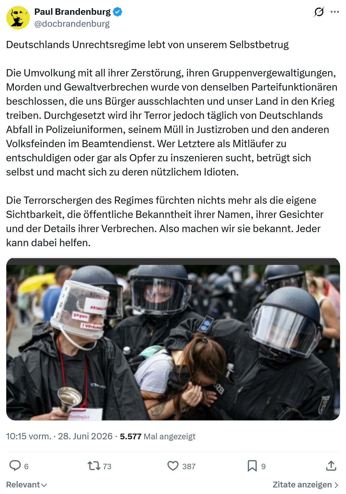 Paul Brandenburg: Deutschlands Unrechtsregime lebt von unserem Selbstbetrug...