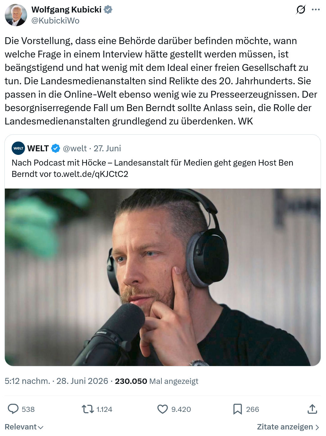 Wolfgang Kubicki: Die Vorstellung, dass eine Behörde...