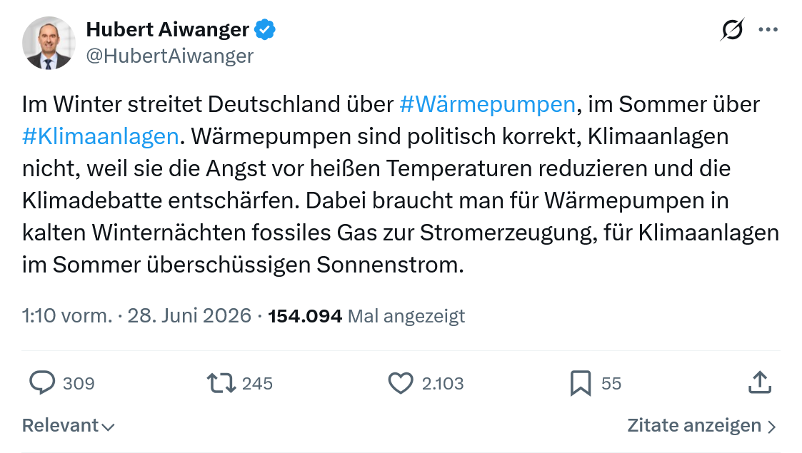Hubert Aiwanger: Im Winter streitet Deutschland...