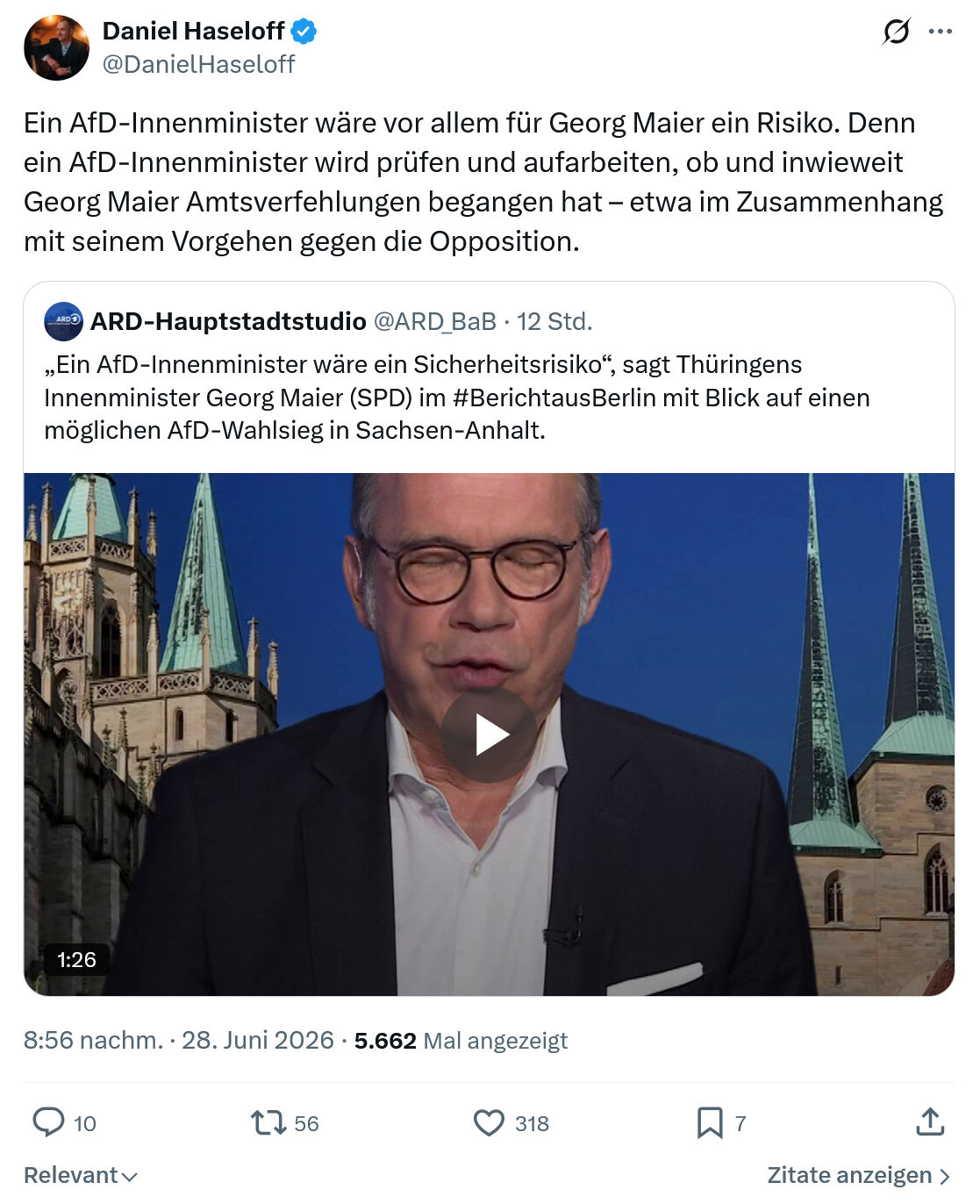 Daniel Haseloff: Ein AfD-Innenminister wäre vor allem...