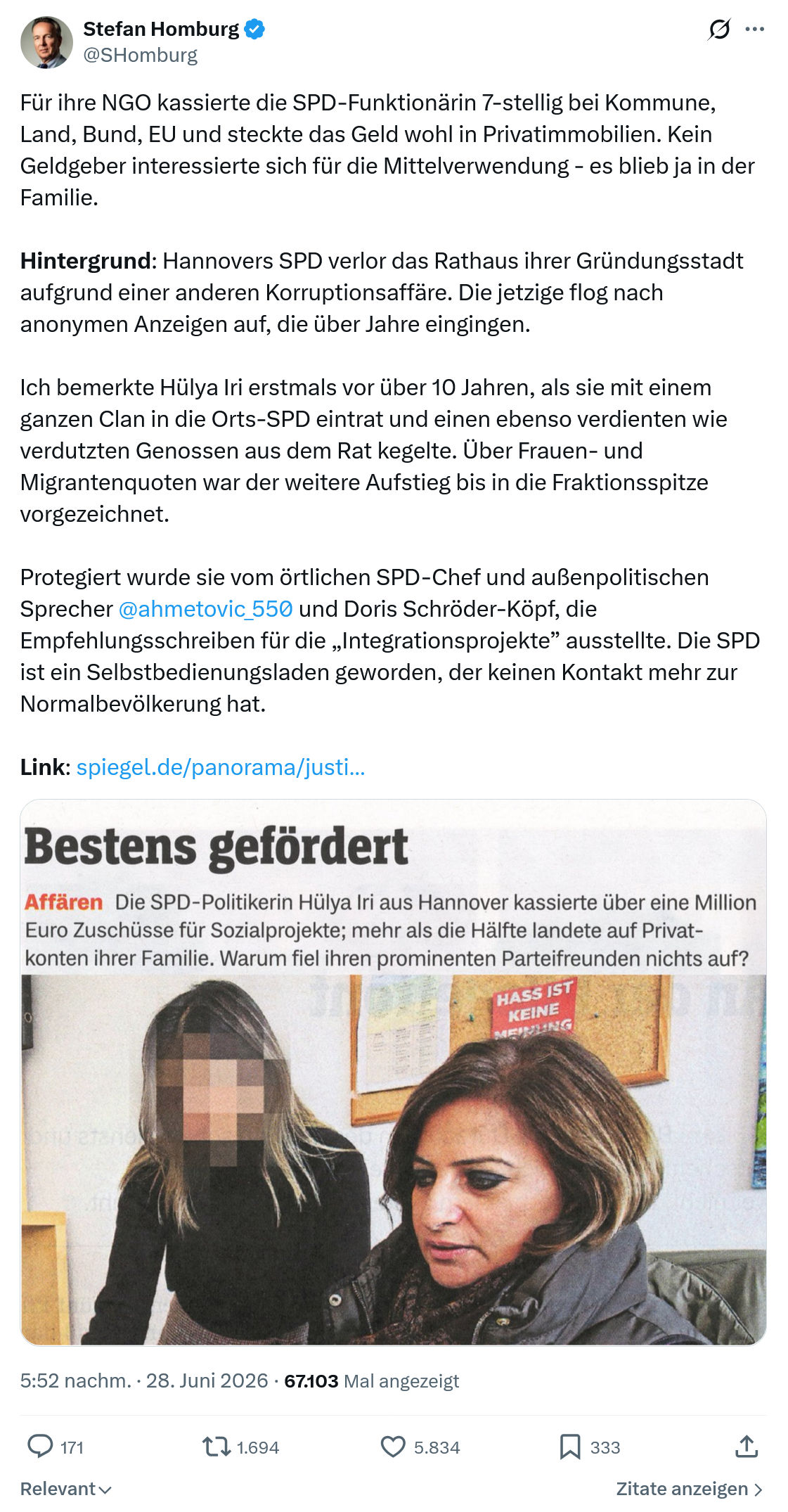 Stefan Homburg: Für ihre NGO kassierte...
