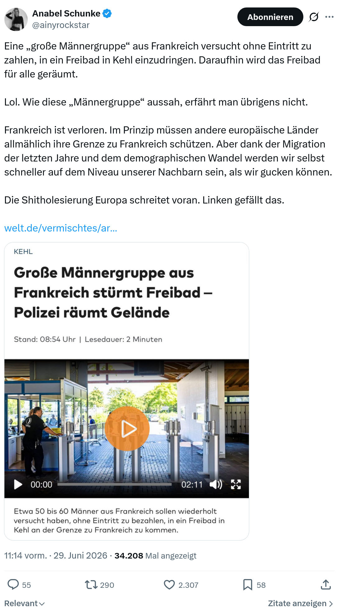 Anabel Schunke: Eine „große Männergruppe“ aus Frankreich...