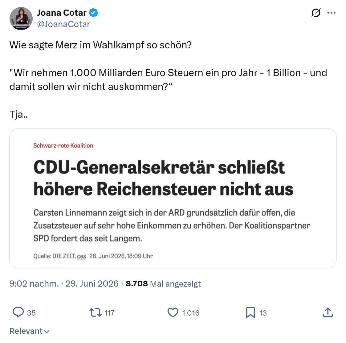 Joana Cotar: Wie sagte Merz im Wahlkampf so schön...