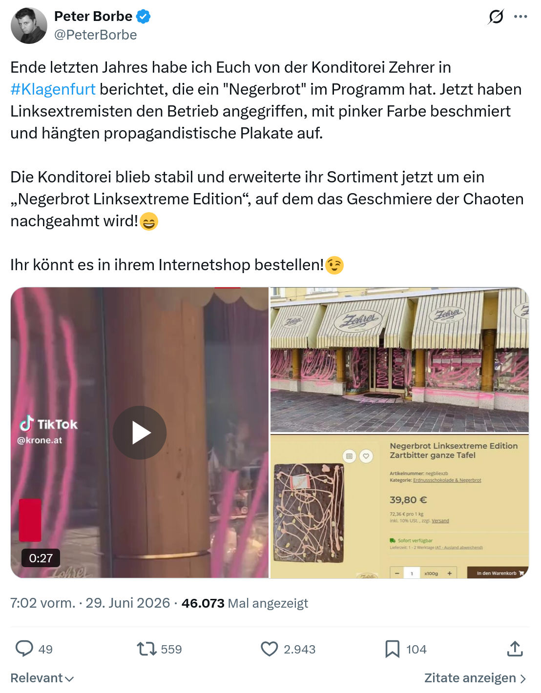 Peter Borbe: Ende letzten Jahres...