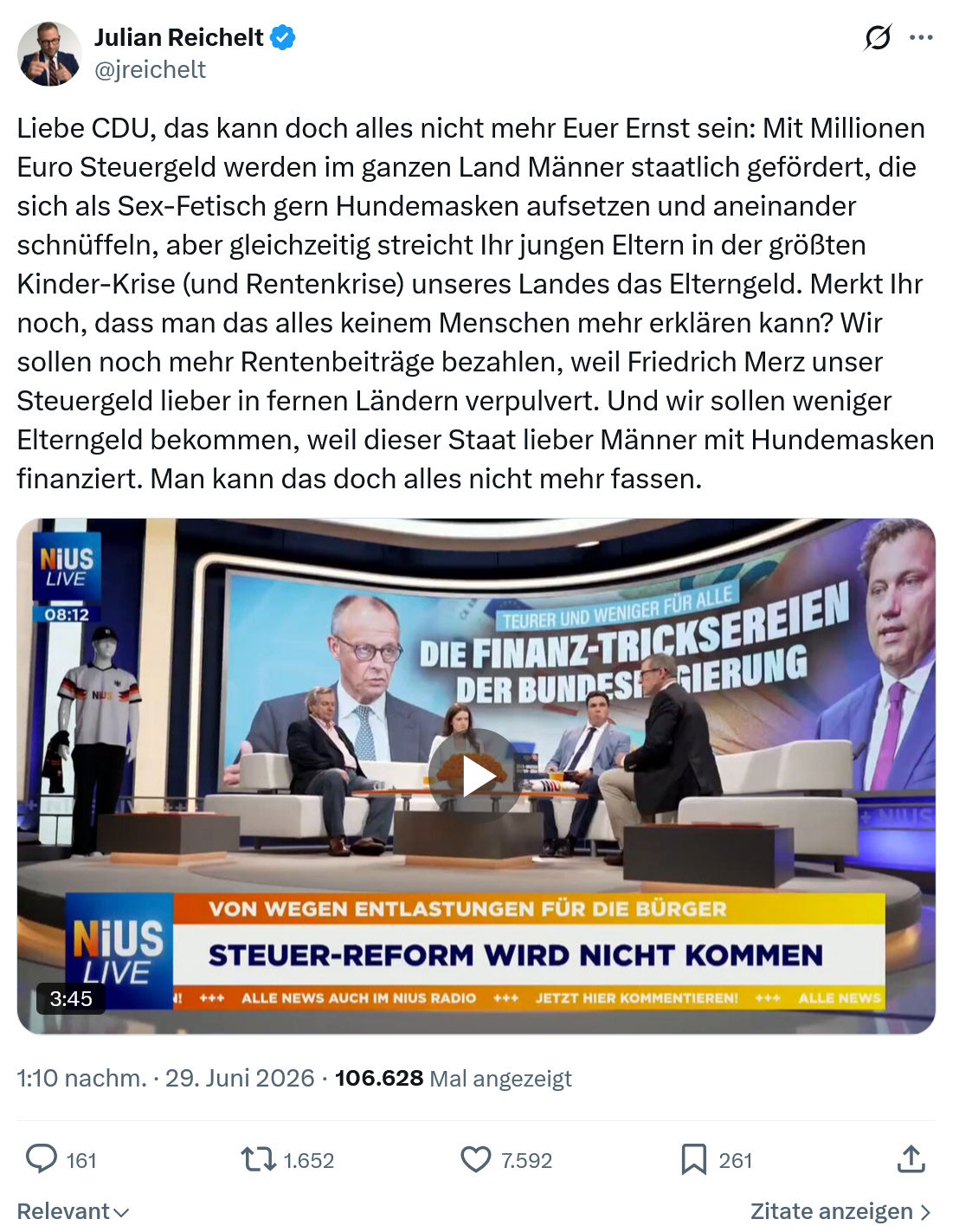 Julian Reichelt: Liebe CDU...