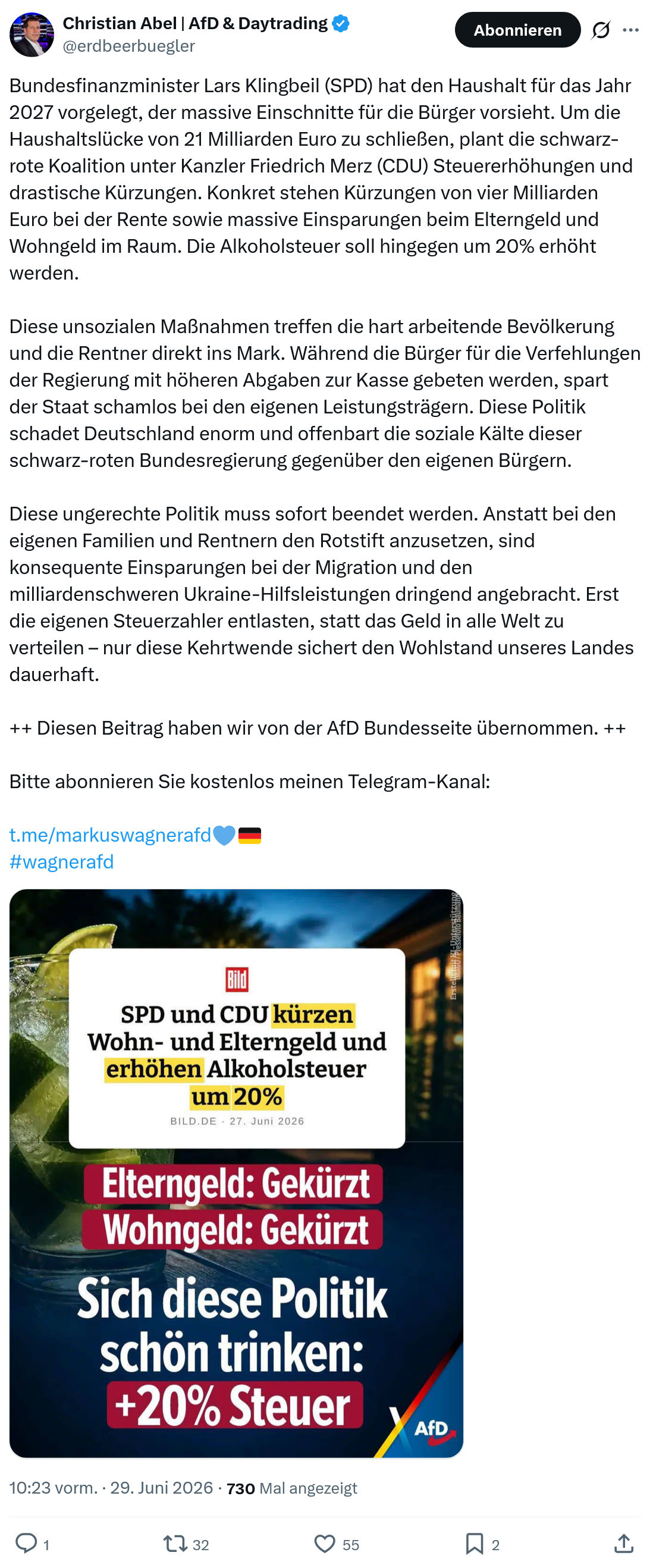 Christian Abel: Bundesfinanzminister Lars Klingbeil...
