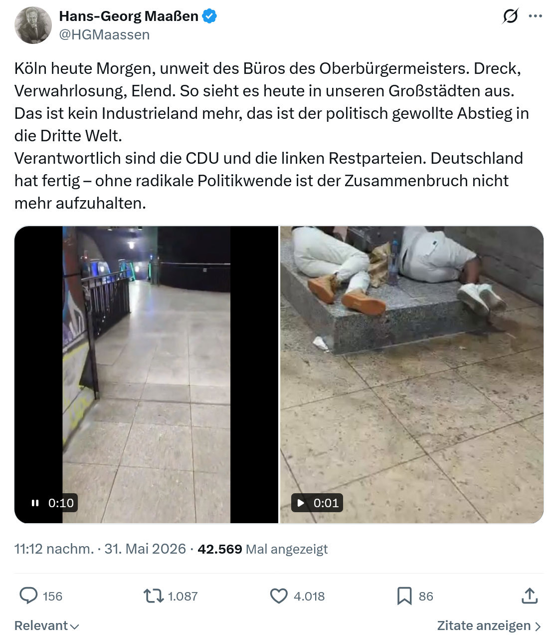 Hans-Georg Maaßen: Köln heute Morgen…