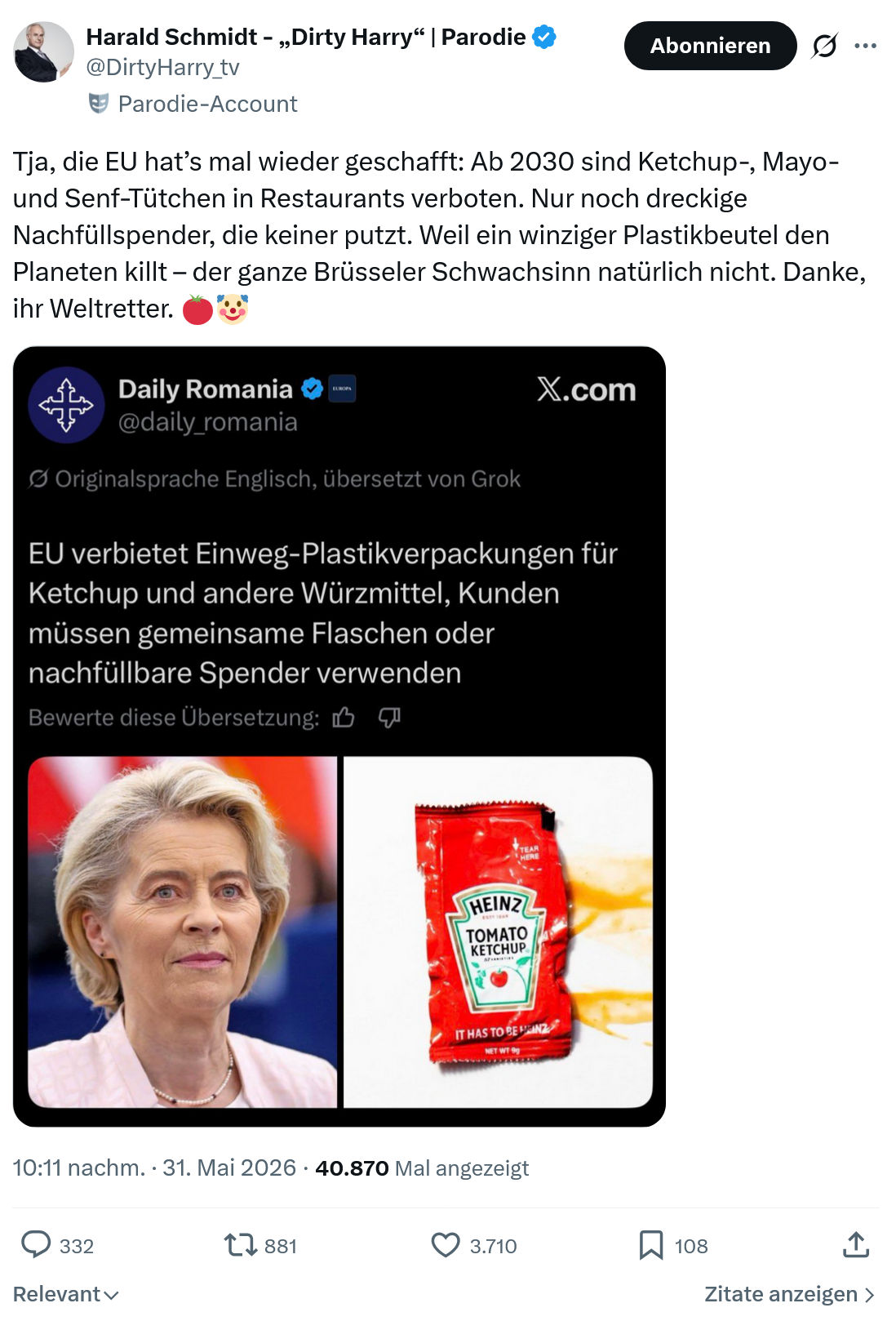 Harald Schmidt: Tja, die EU hat’s mal wieder geschafft…